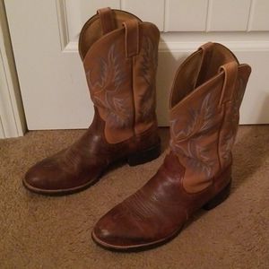 Ariat Barrel Brown Stockman Cowboy Boots - Round T